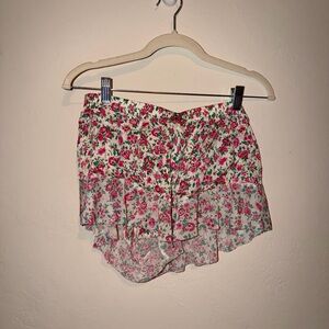 Intimissimi Pink and Floral silky ruffle shorts large pajamas sleep mini